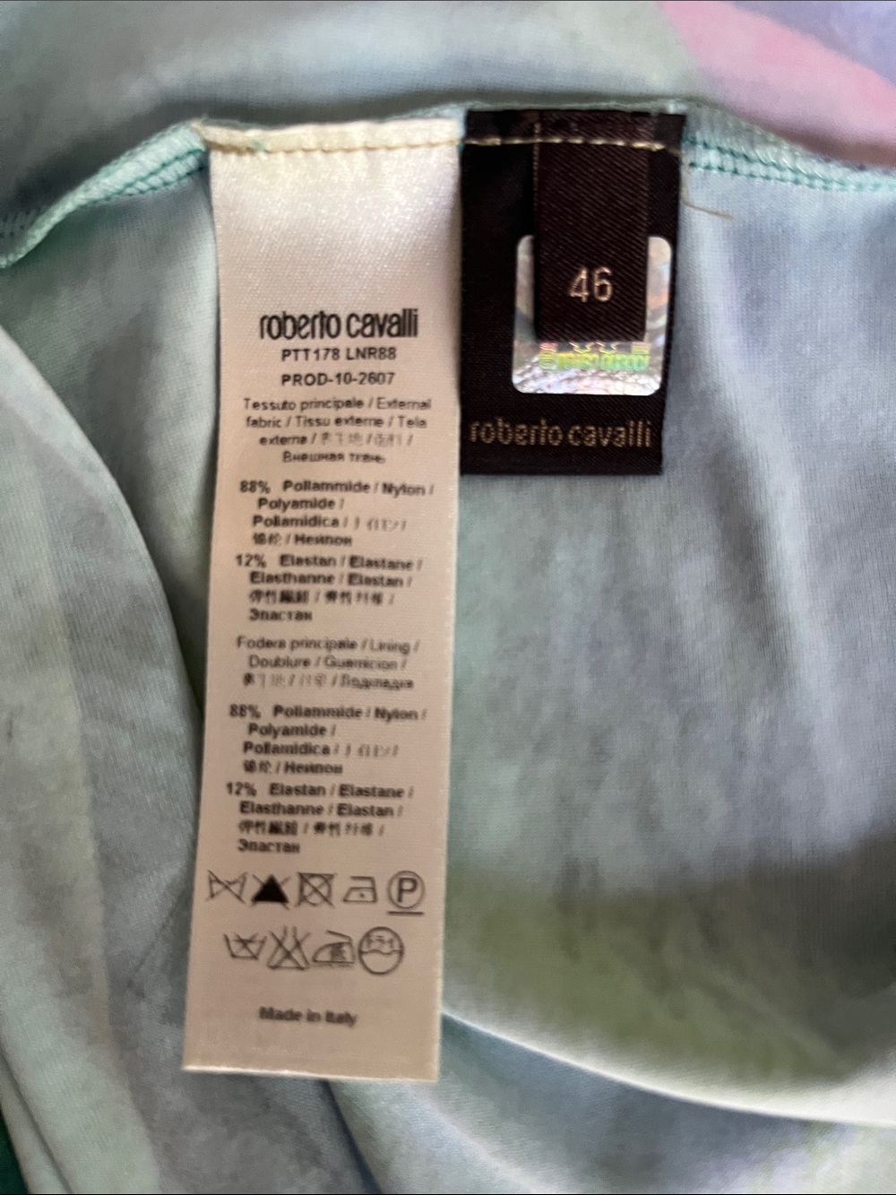 Roberto Cavalli Maxi Dress Tropical Floral Wrap Blue Green and White IT 46 Large - Picture 10 of 13